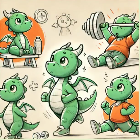 niedliche Drachen machen Sport