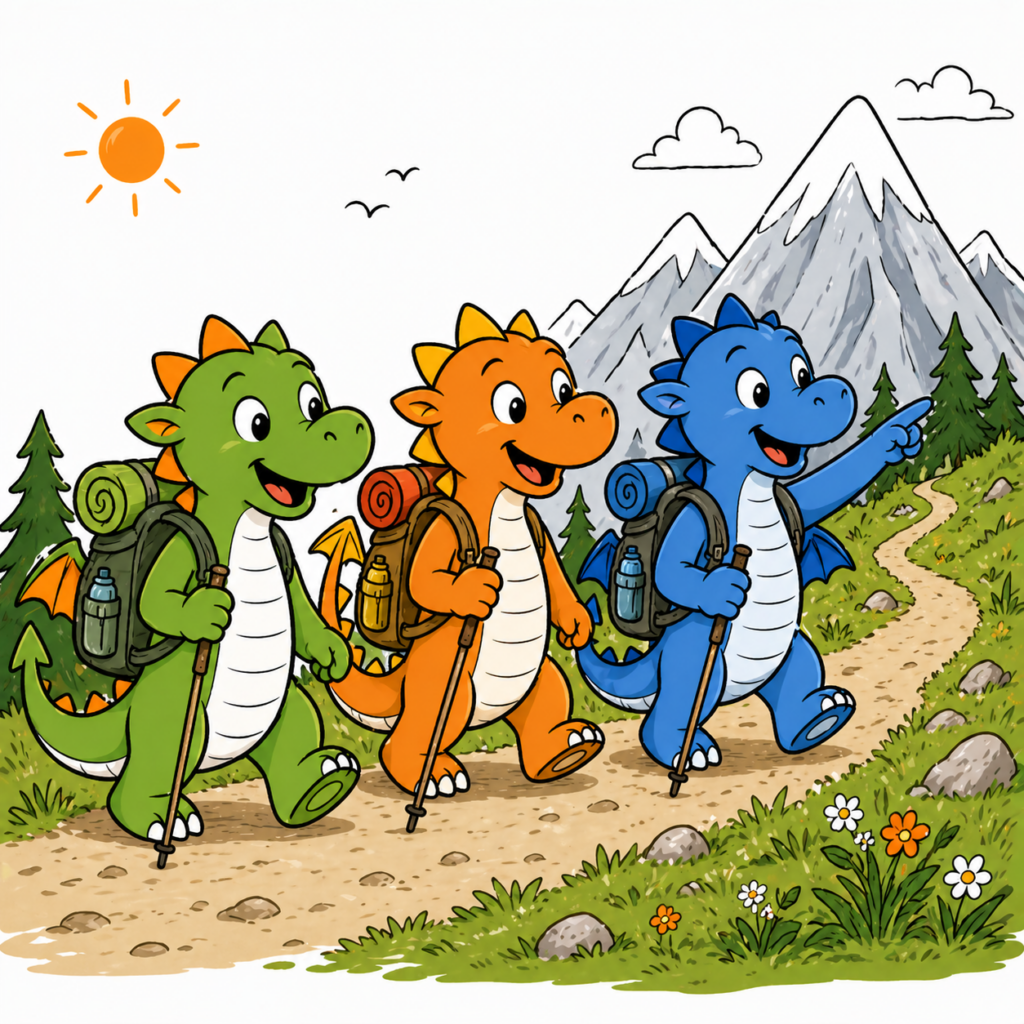 Drachen wandern in den Bergen
