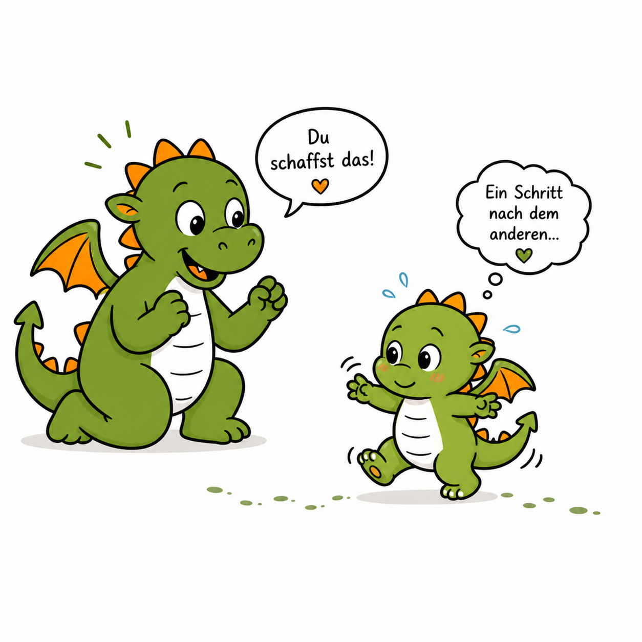 ein Babydrache macht seine ersten Schritte